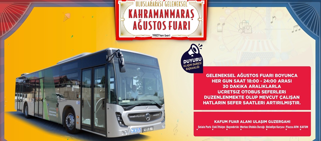 Büyükşehir’den Geleneksel Ağustos Fuarı’na Ücretsiz Ulaşım.